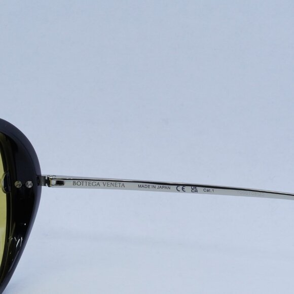 Bottega Veneta BV1274S 002 Sunglasses Black Aviator Frame, Mustard Lenses